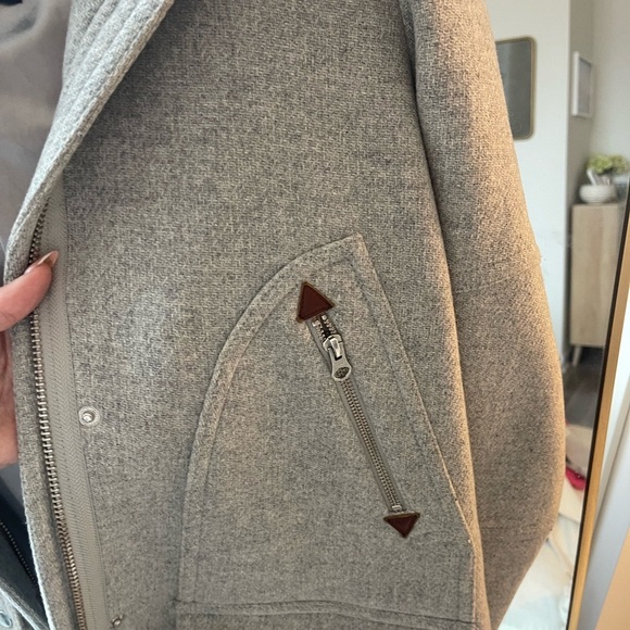 J Crew Statiun Cloth Gray Hooded Women's Coat Italian Wool - Picture 12 of 12